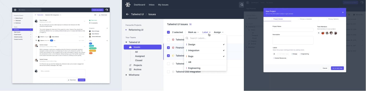 Designs James created for Tailwind UI